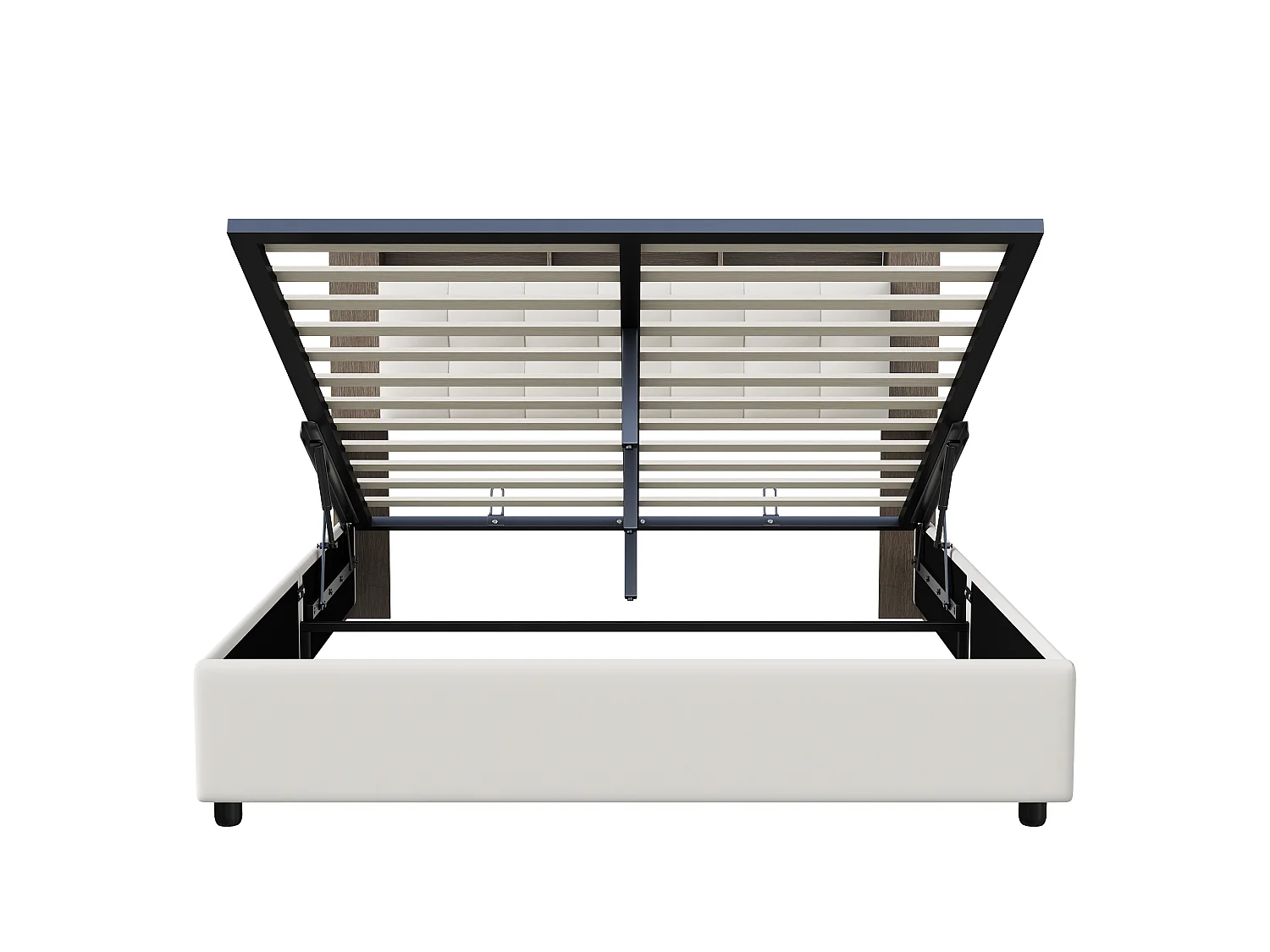 Lit double 160 x 200 cm - avec éclairage LED - tête de lit avec chargeur sans fil et espace de rangement - velours - blanc cassé