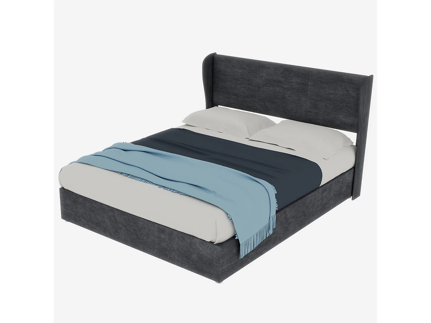 Opbergbed voor volwassenen 140x200cm - Tweepersoonsbed bekleed met grijs fluweel (matras niet inbegrepen)