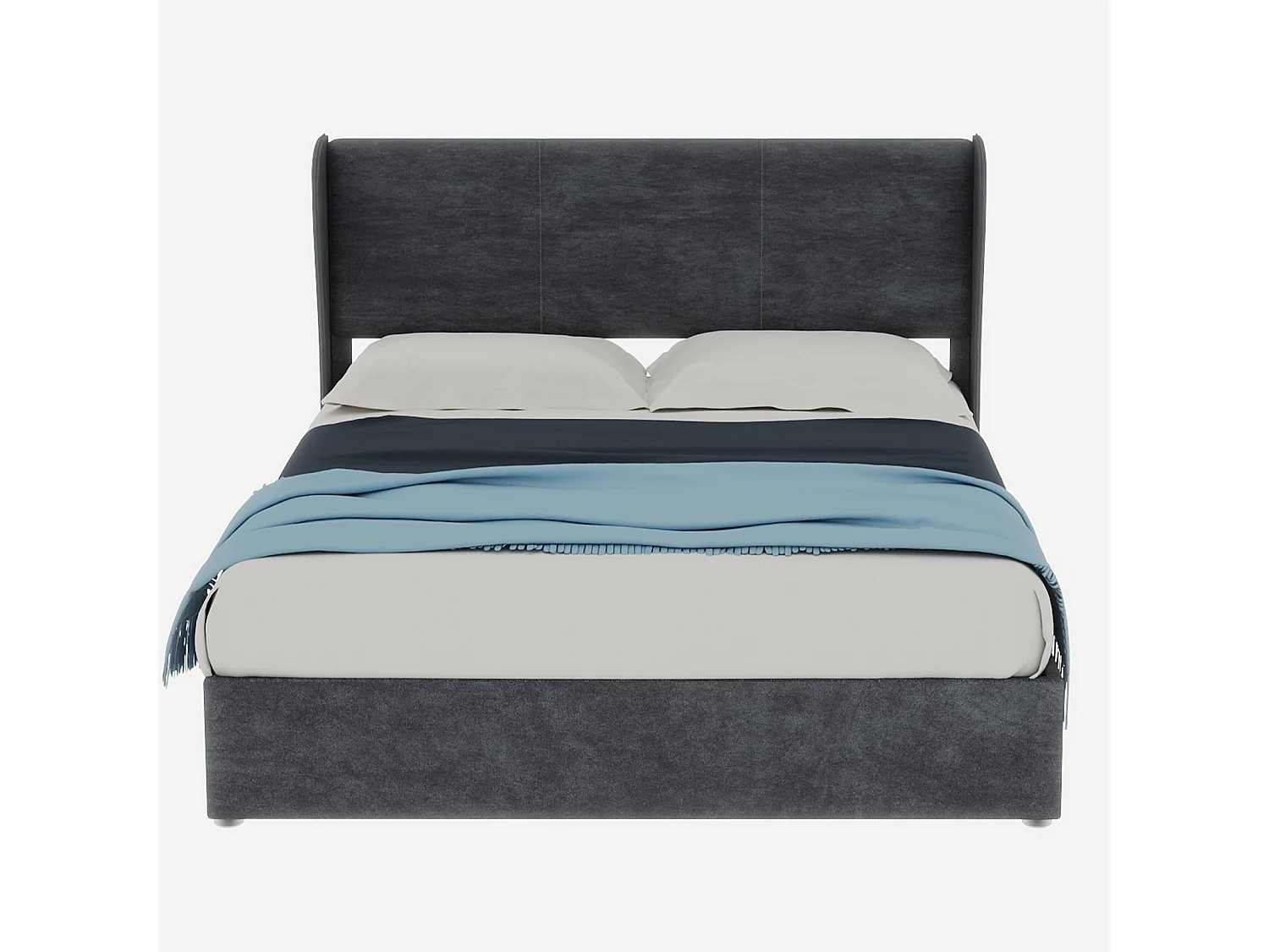 Opbergbed voor volwassenen 140x200cm - Tweepersoonsbed bekleed met grijs fluweel (matras niet inbegrepen)