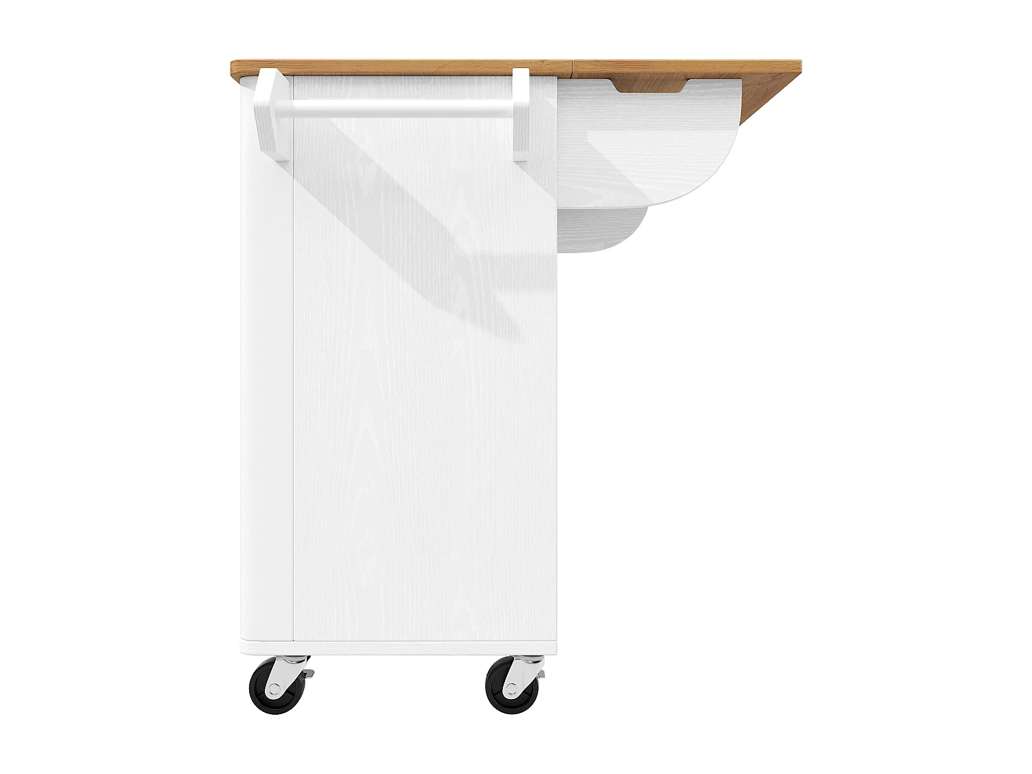 Îlot central de cuisine avec 3 portes- Desserte en bois MDF - Blanc et naturel clair