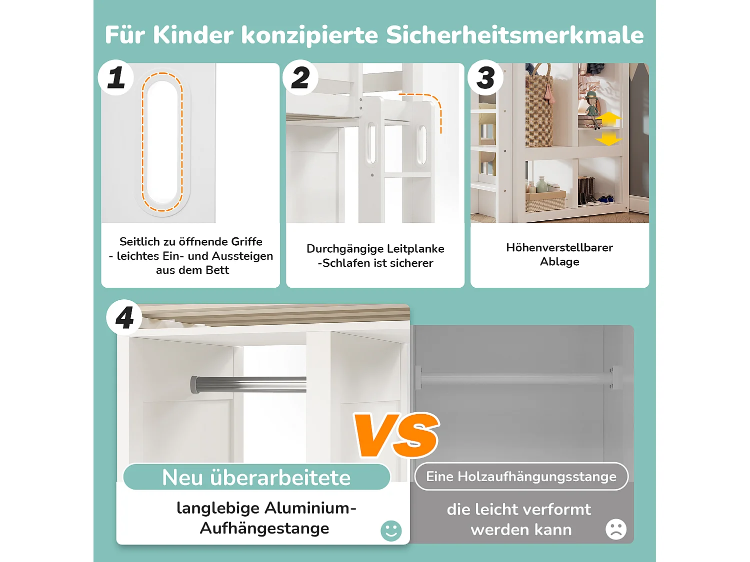 Lit mezzanine pour enfant - 90 x 200 cm - avec bureau + armoire + étagères - Bois de pin et MDF - Blanc