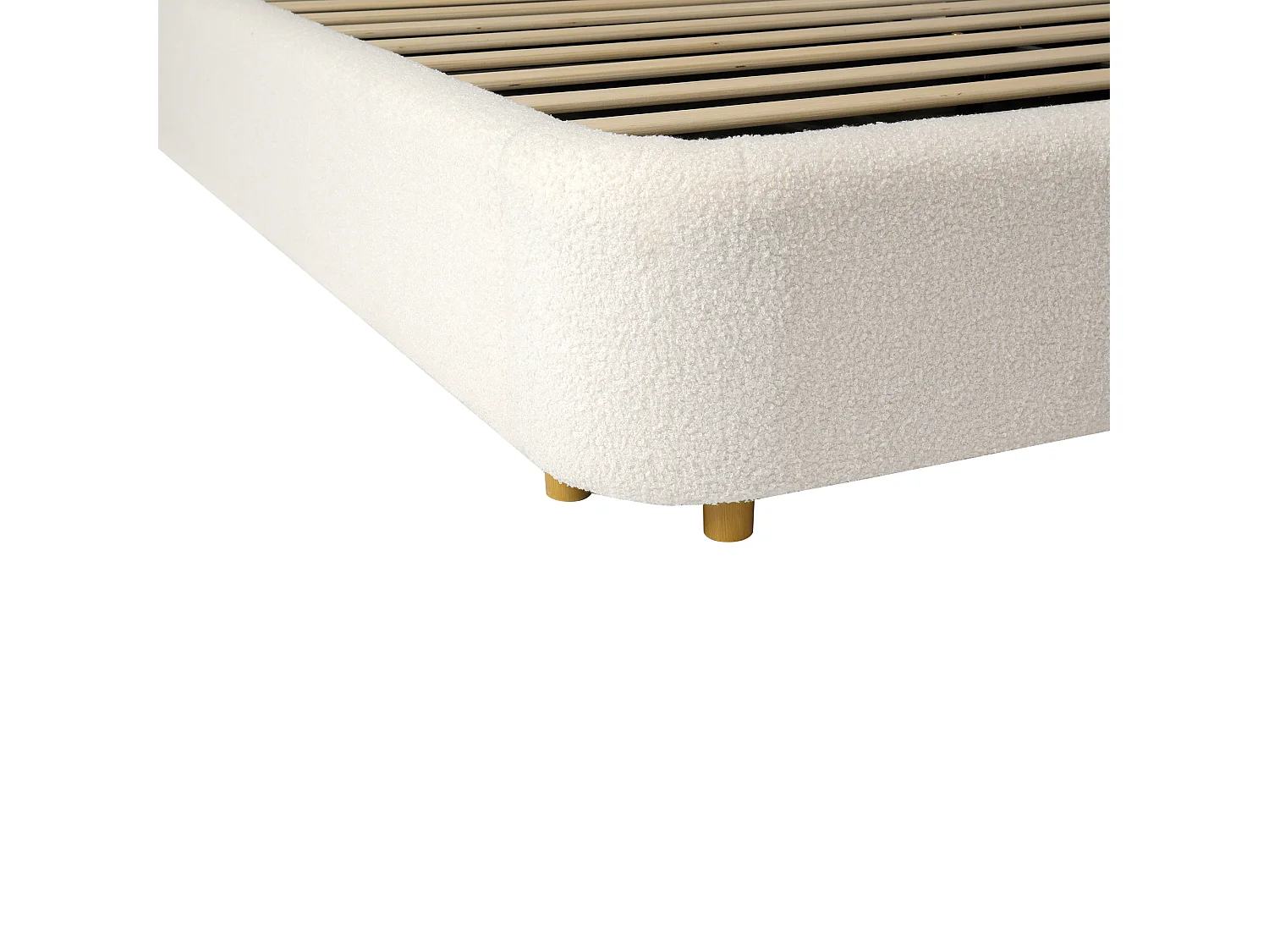 Letto contenitore 160 x 200 cm in tessuto bouclé beige - Letto matrimoniale per adulti con testiera imbottita