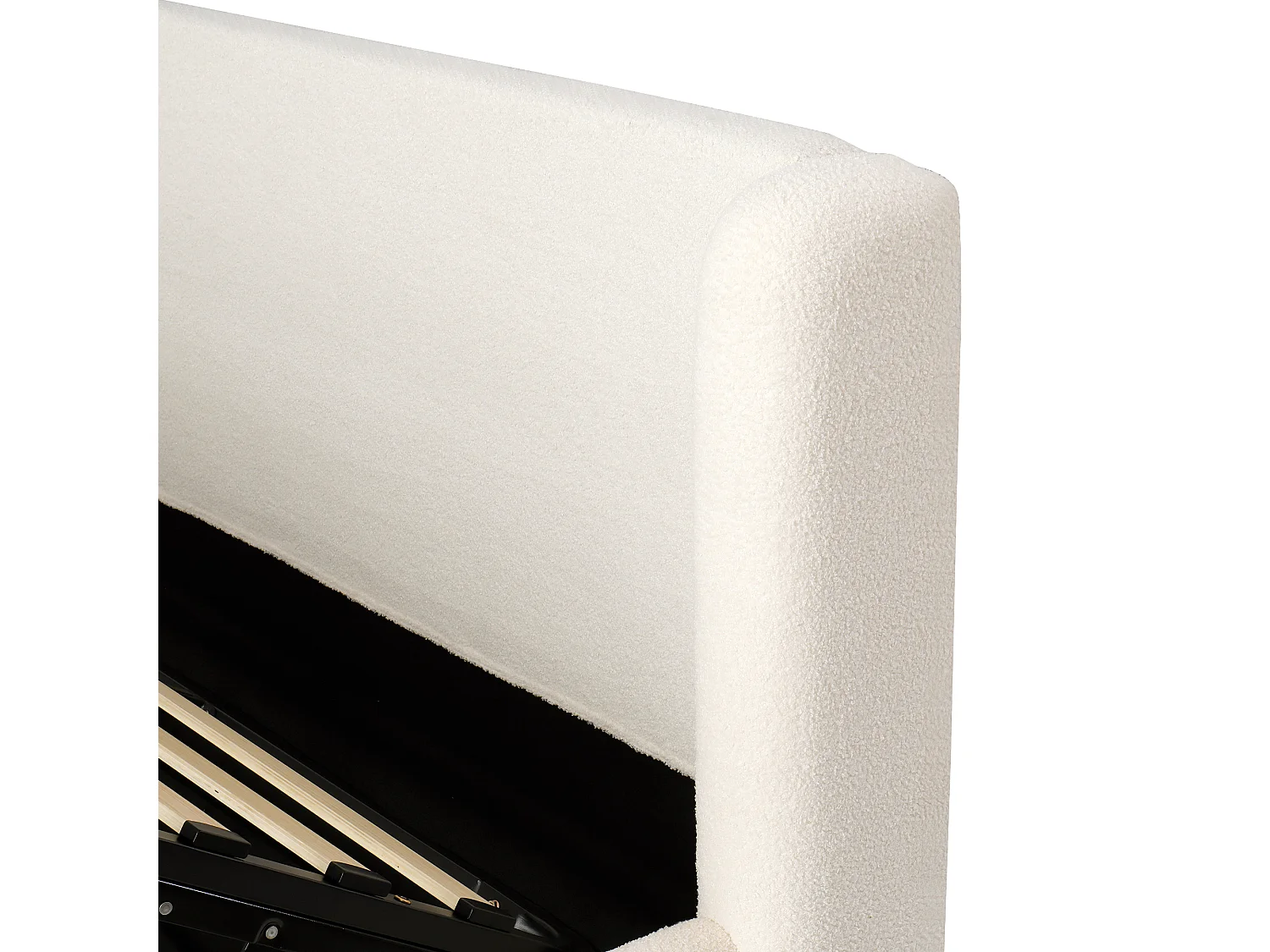 Letto contenitore 160 x 200 cm in tessuto bouclé beige - Letto matrimoniale per adulti con testiera imbottita