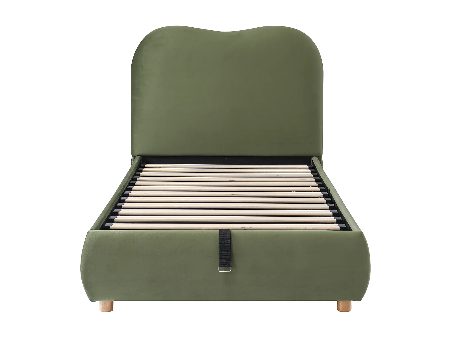 Lit coffre enfant 90x200cm en velours vert - Lit rembourré avec tête de lit