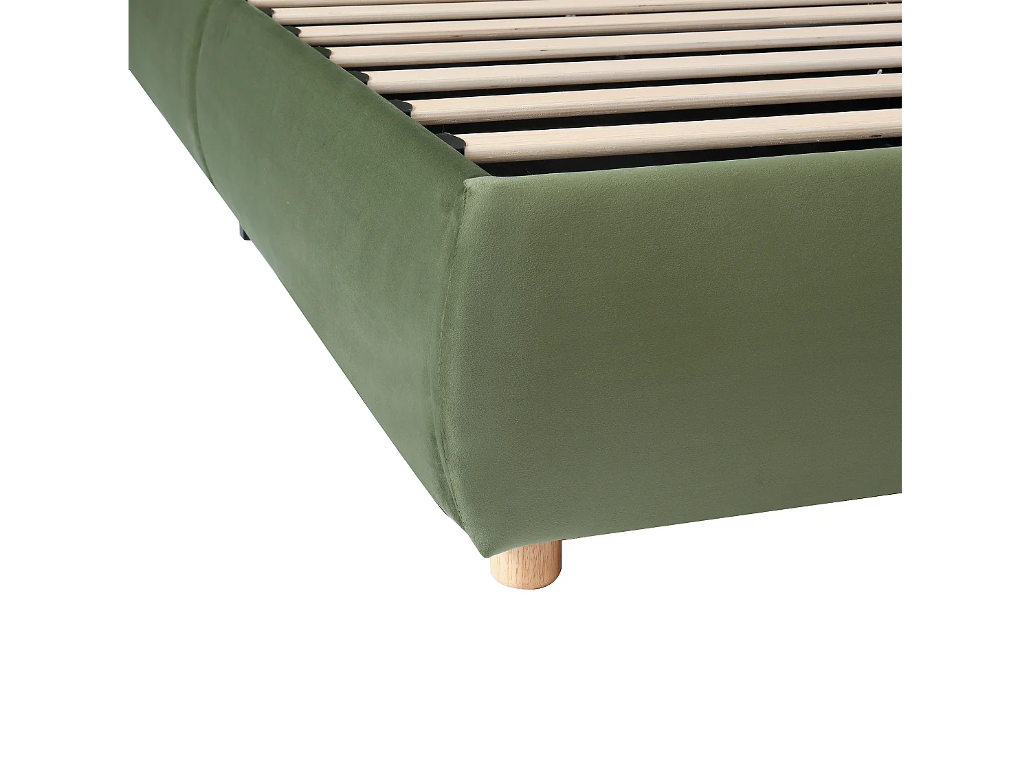 Lit coffre enfant 90x200cm en velours vert - Lit rembourré avec tête de lit