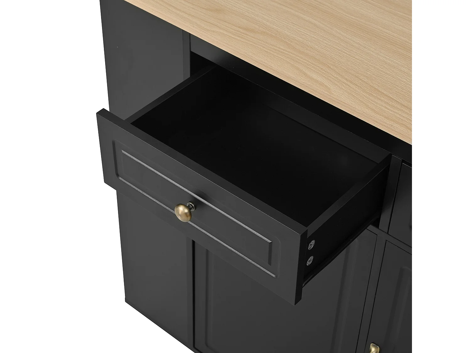 Mobile zentrale Kücheninsel 120x40x91,5cm - ausziehbares Tischblatt - mit Steckdose - multifunktionaler Stauraum - schwarz