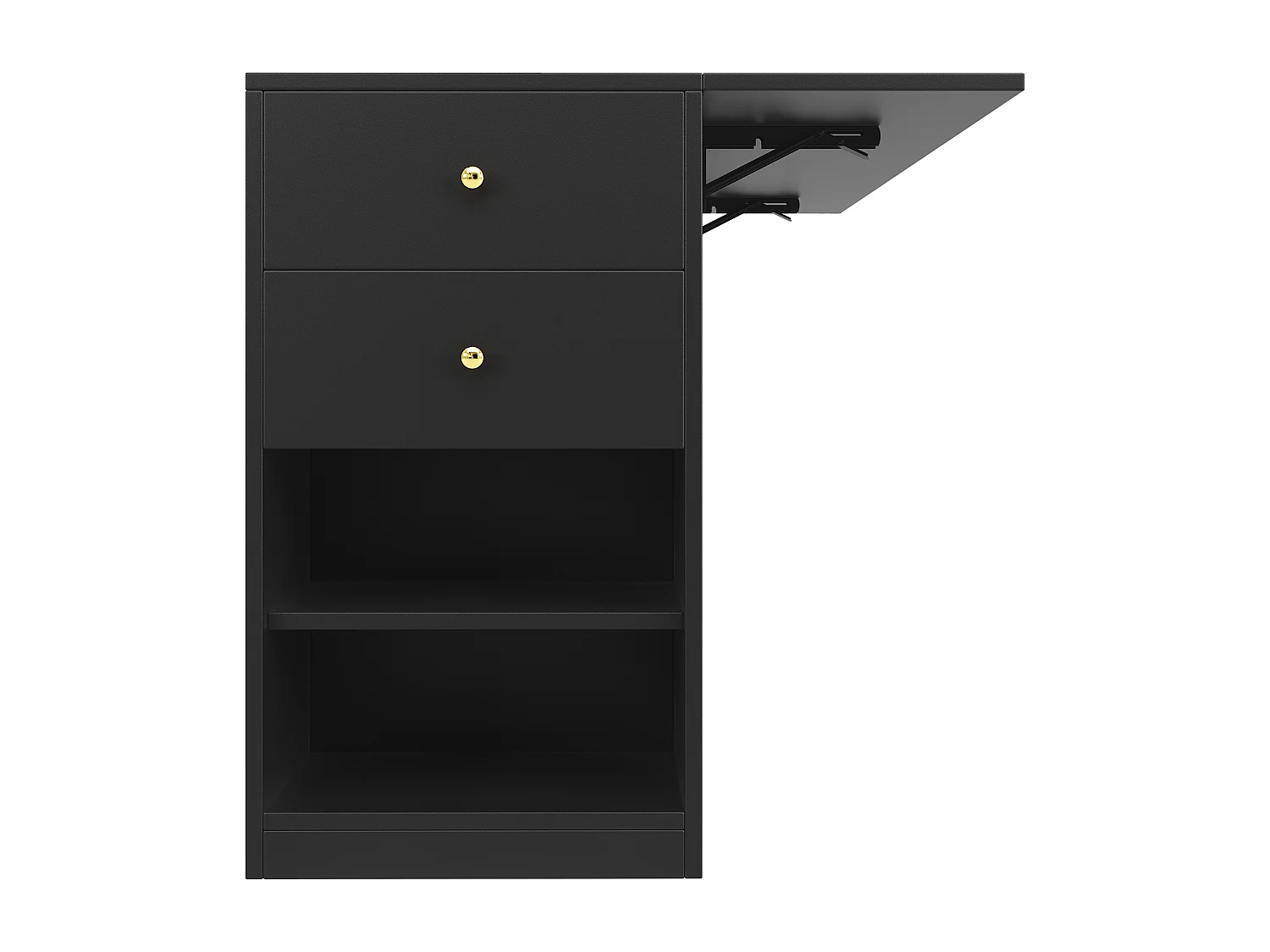 Îlot central de cuisine avec 2 tiroirs et 3 portes - Noir