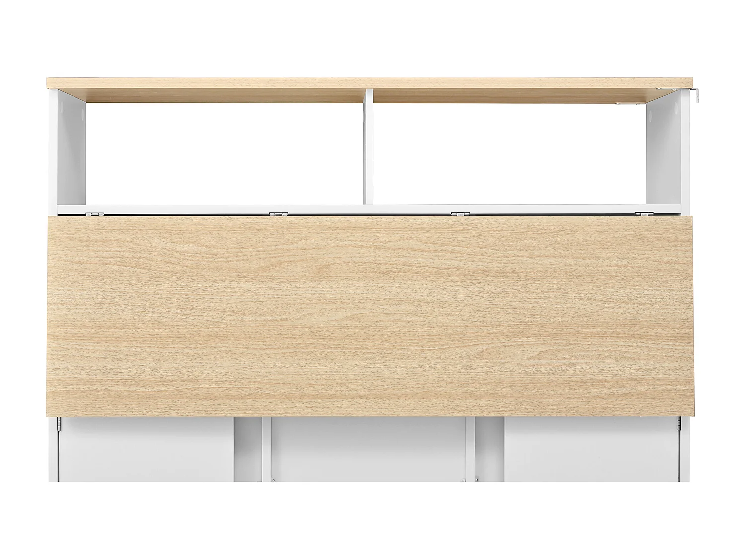 Mobile zentrale Kücheninsel 110x34x97.5cm - ausziehbares Tischblatt und versteckte Esstischstühle - multifunktionaler Stauraum - weiß