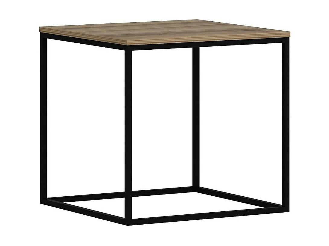 Table d'appoint carrée décor bois noyer structure métal JENA