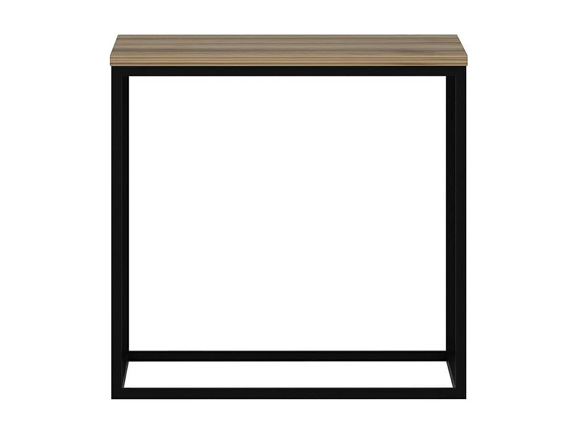 Table d'appoint carrée décor bois noyer structure métal JENA