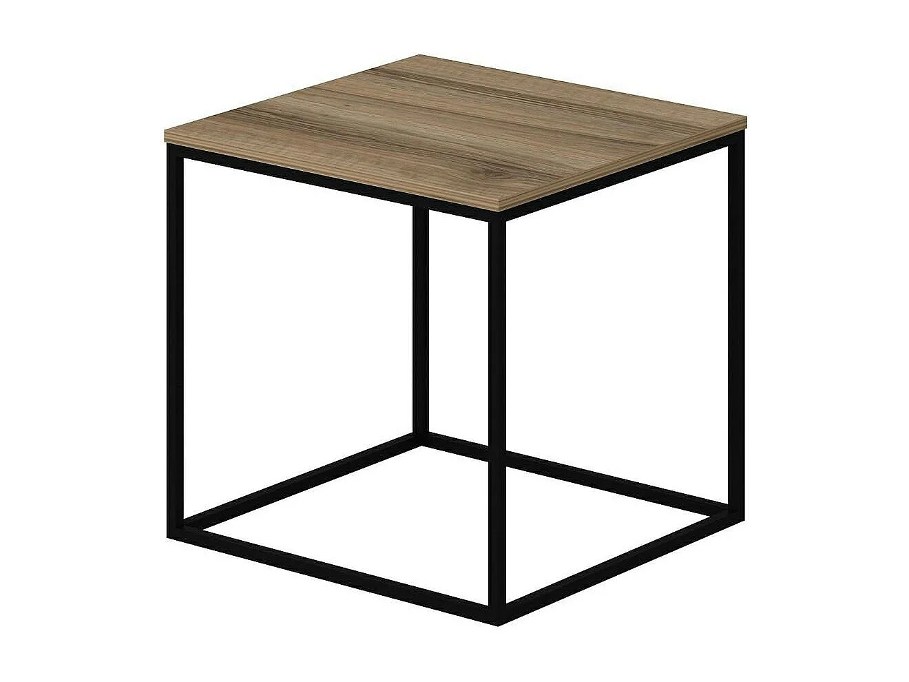 Table d'appoint carrée décor bois noyer structure métal JENA