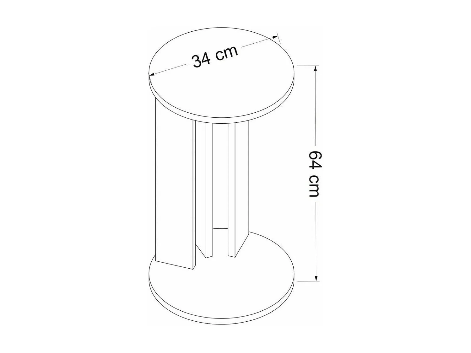 Bout de canapé rond décor bois foncé pied métal MARFA
