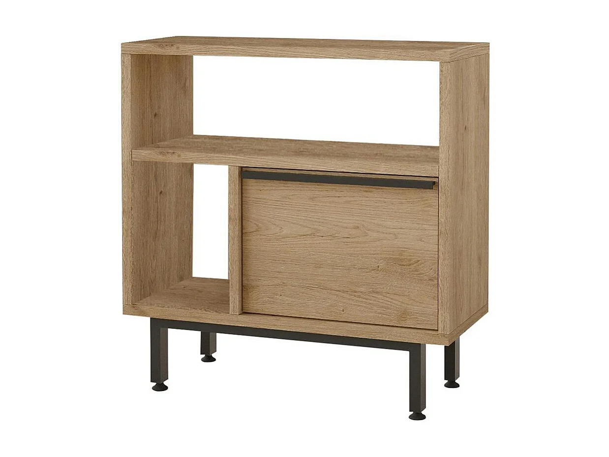 Bout de canapé moderne décor bois 2 niches 1 porte JENA