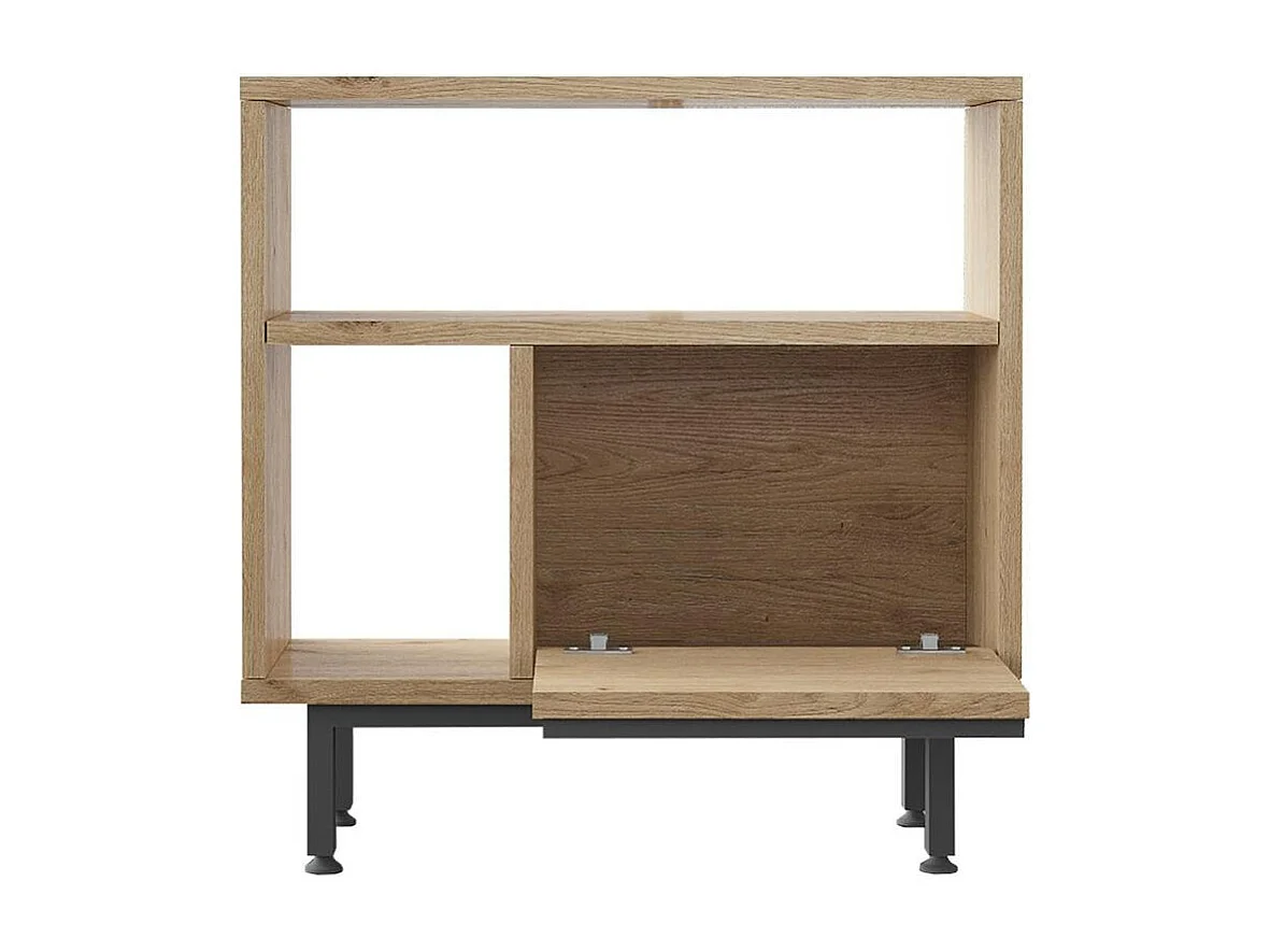 Bout de canapé moderne décor bois 2 niches 1 porte JENA