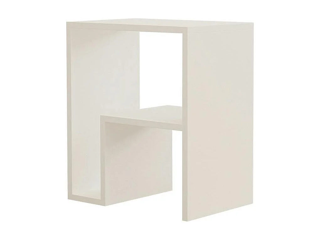 Table d'appoint design blanche, forme L avec rangement MARFA
