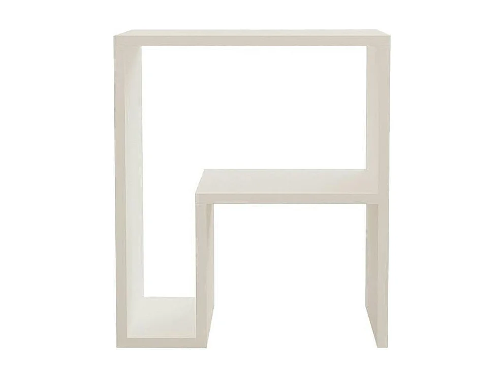Table d'appoint design blanche, forme L avec rangement MARFA