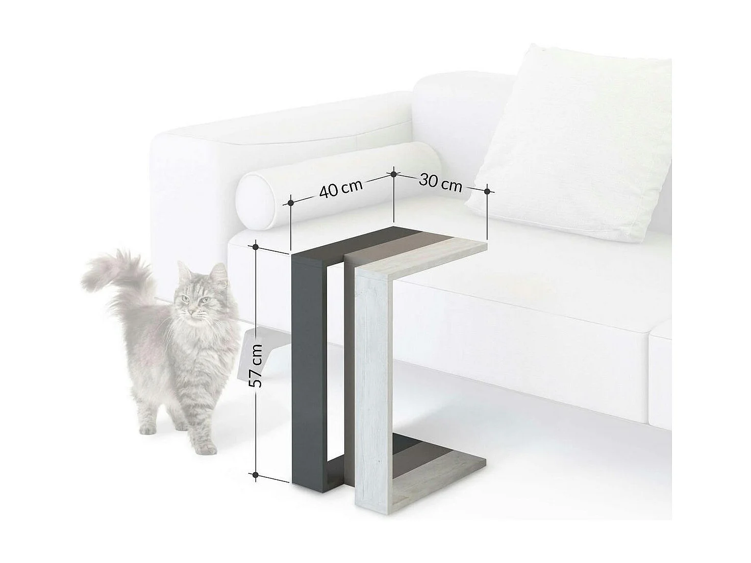 Tablette canapé décor 3 bois profil équerre MARFA