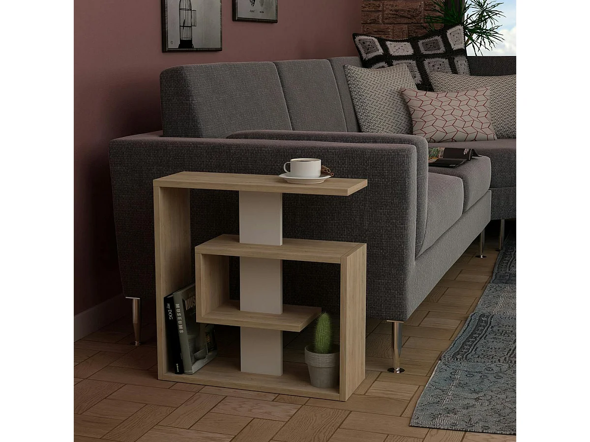 Bout de canapé design décor bois structure labyrinthe MARFA