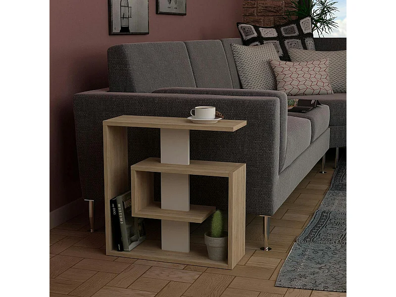 Bout de canapé design décor bois structure labyrinthe MARFA