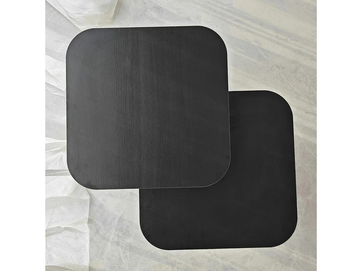 Bout de canapé gigogne noir bords arrondis (lot de 2) MARFA