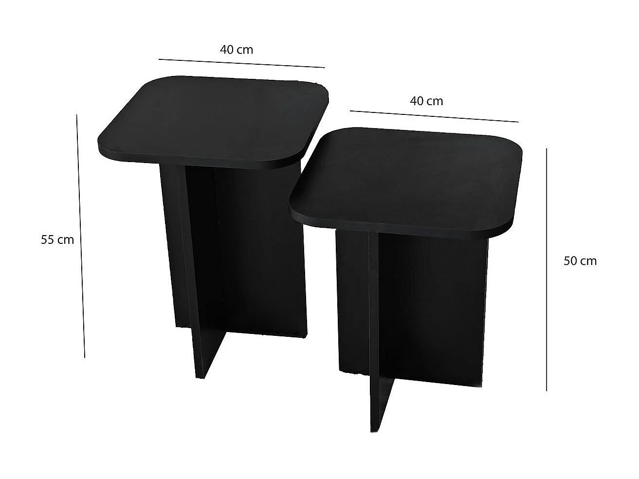 Bout de canapé gigogne noir bords arrondis (lot de 2) MARFA