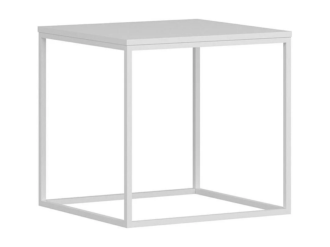 Table d'appoint carrée blanche structure métal JENA