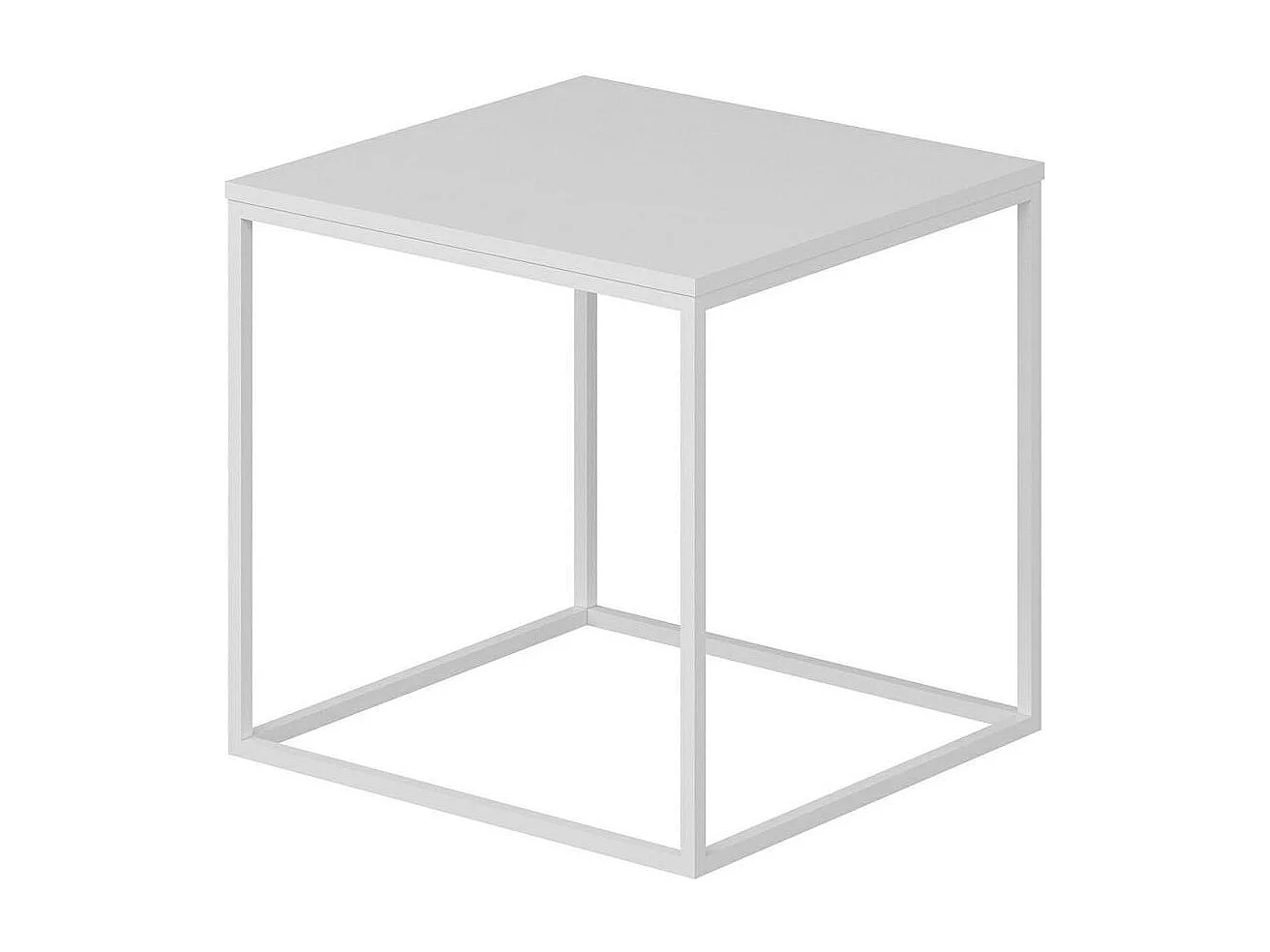 Table d'appoint carrée blanche structure métal JENA