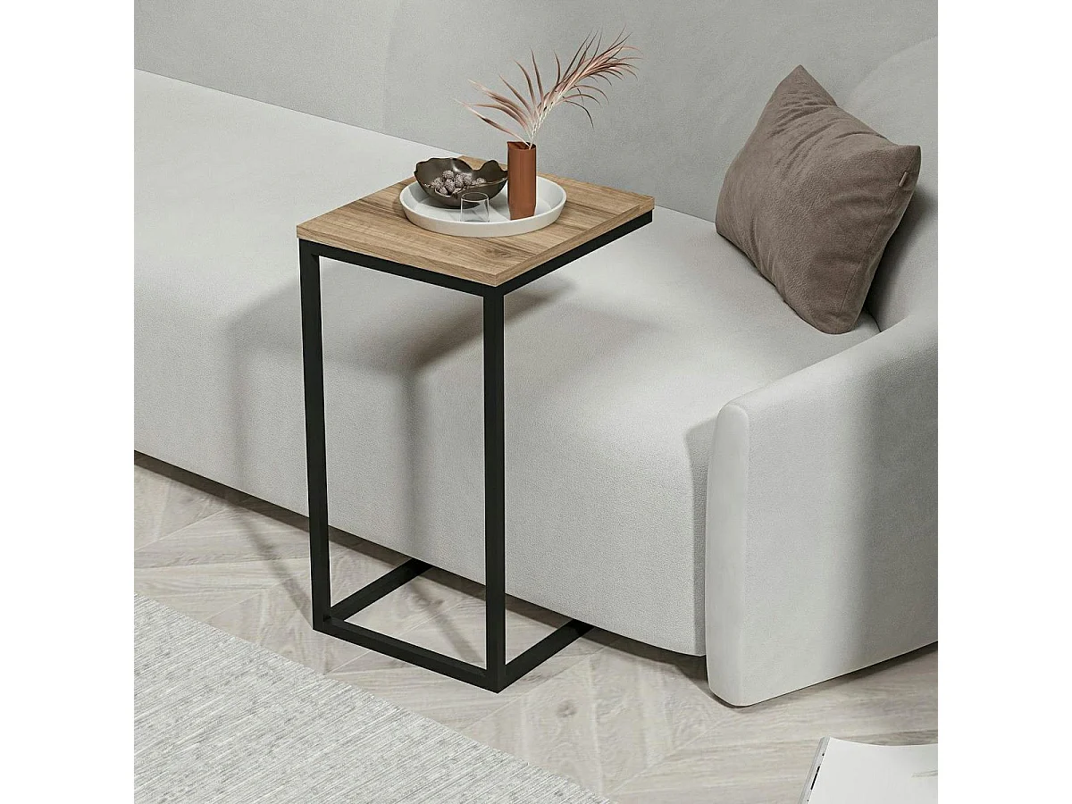 Tablette canapé pour ordinateur décor bois métal JENA