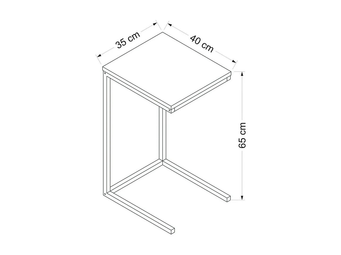 Tablette canapé pour ordinateur décor bois métal JENA