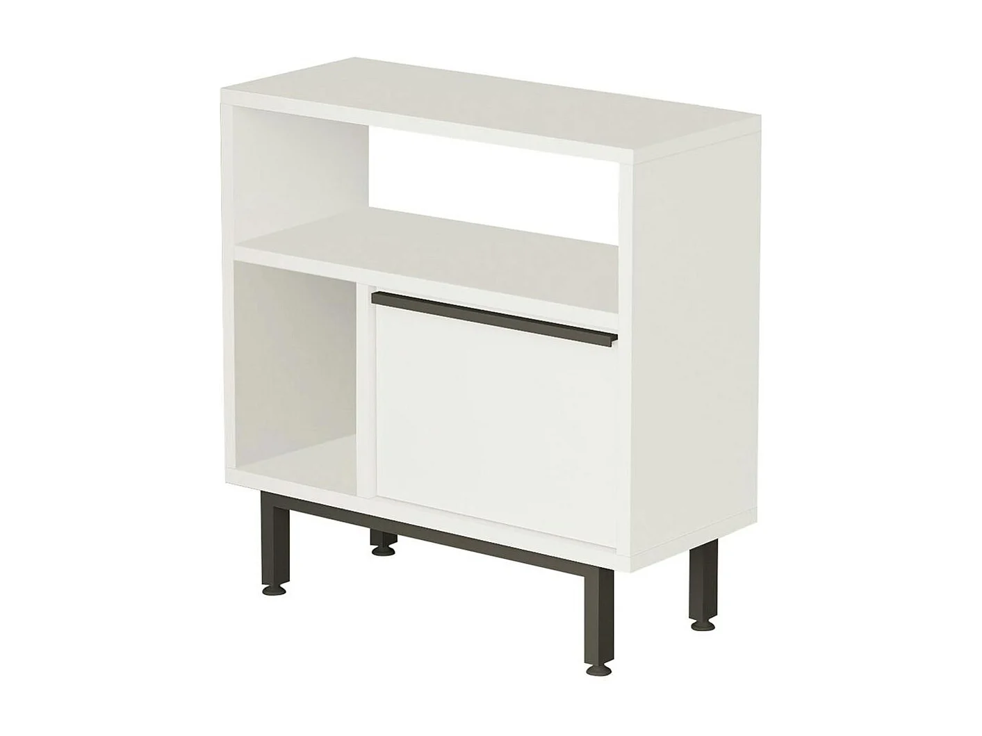 Bout de canapé blanc moderne 2 niches 1 porte JENA