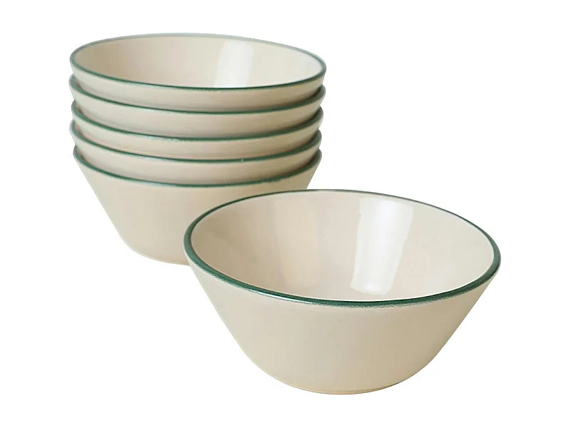 Bol céréales à bord vert en céramique (lot de 6) EFIRA