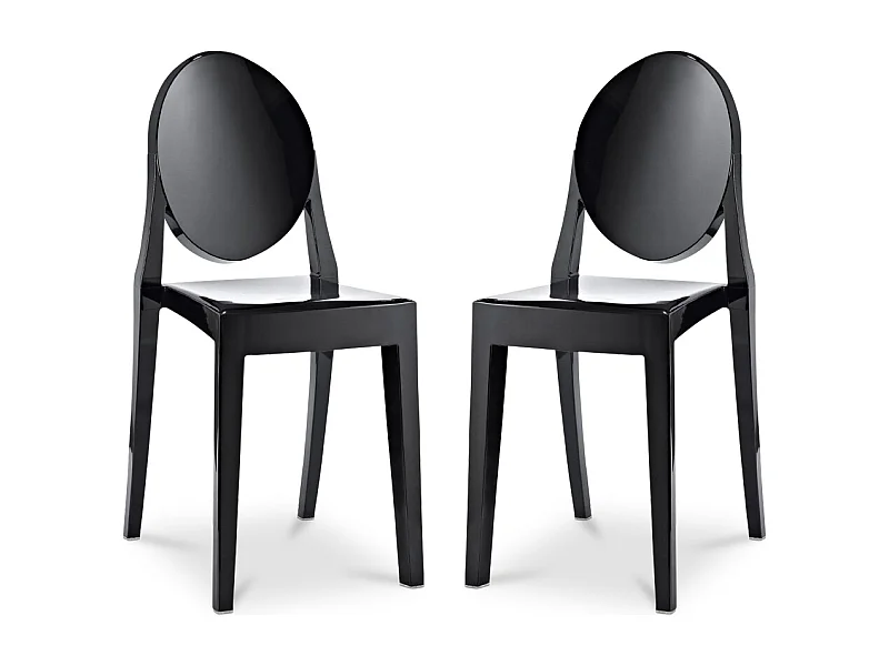 Lot de 2 chaises de salle à manger transparentes - Victoria Queen Noir