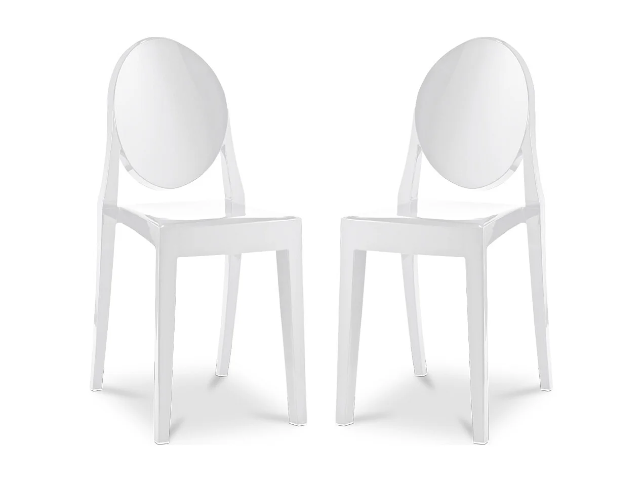 Confezione da 2 sedie da pranzo trasparenti - Victoria Queen