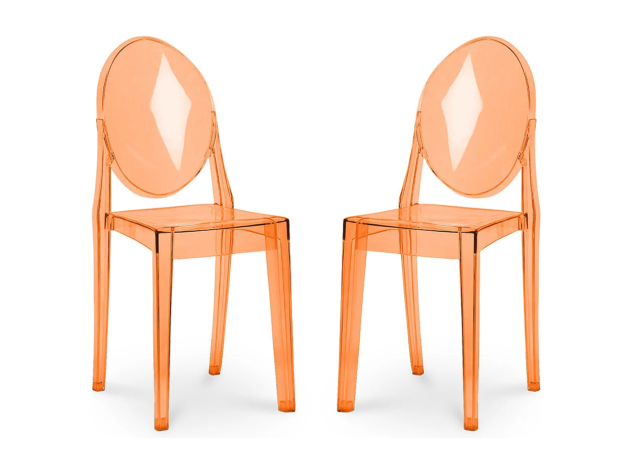 Confezione da 2 sedie da pranzo trasparenti - Victoria Queen