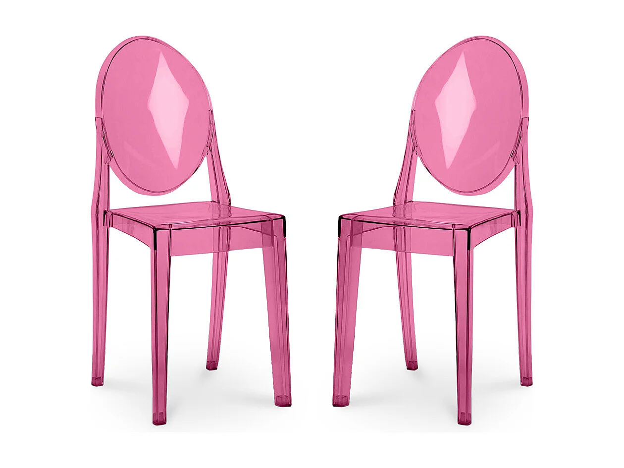 Lot de 2 chaises de salle à manger transparentes - Victoria Queen Rose transparent