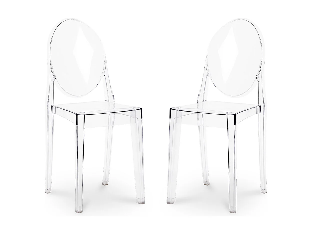 Confezione da 2 sedie da pranzo trasparenti - Victoria Queen