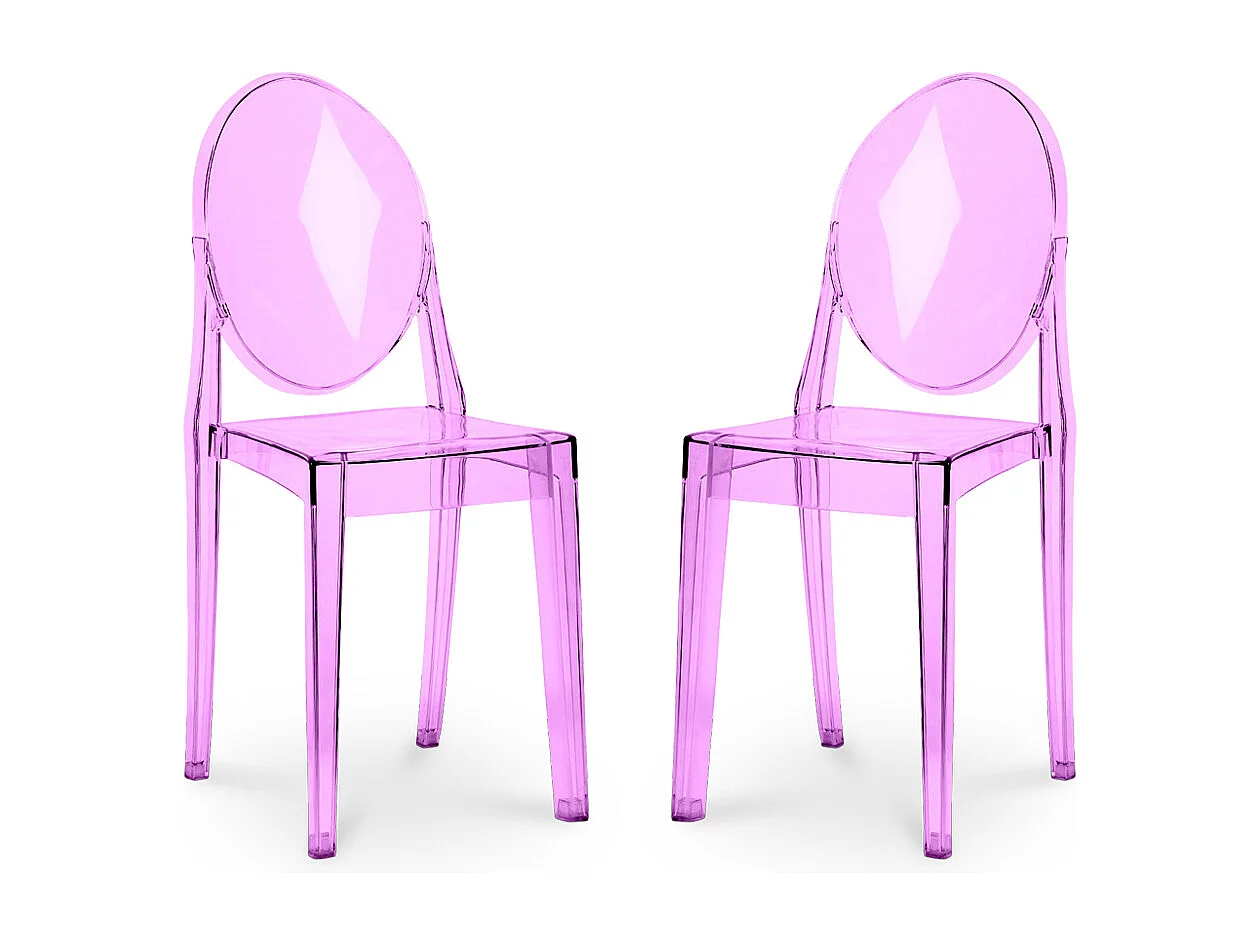 Confezione da 2 sedie da pranzo trasparenti - Victoria Queen