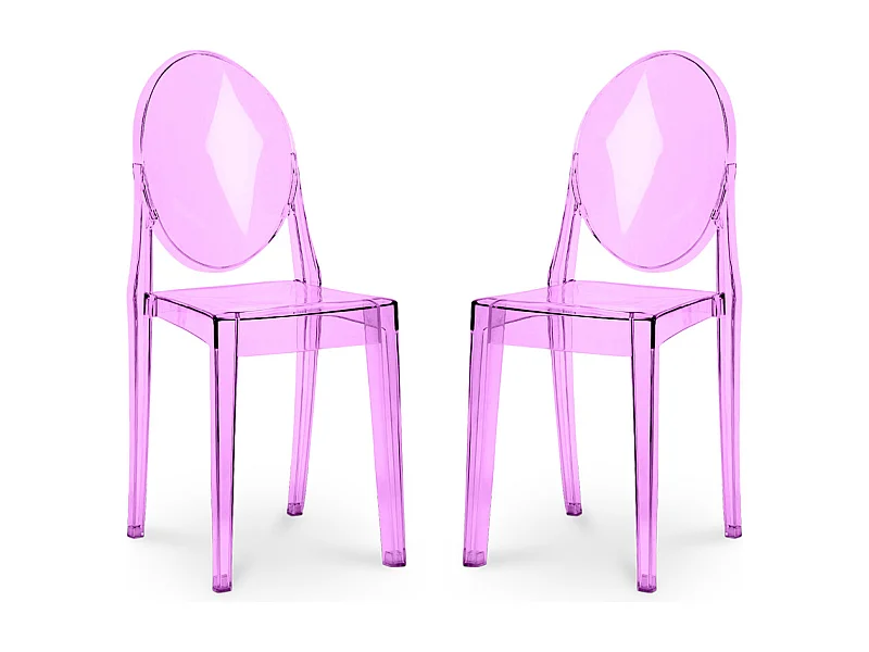 Confezione da 2 sedie da pranzo trasparenti - Victoria Queen