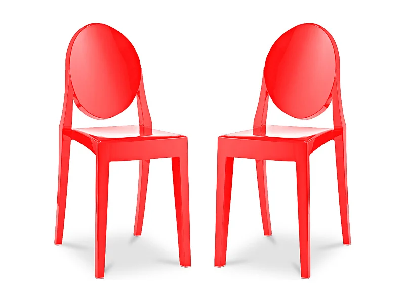 Lot de 2 chaises de salle à manger transparentes - Victoria Queen Rouge