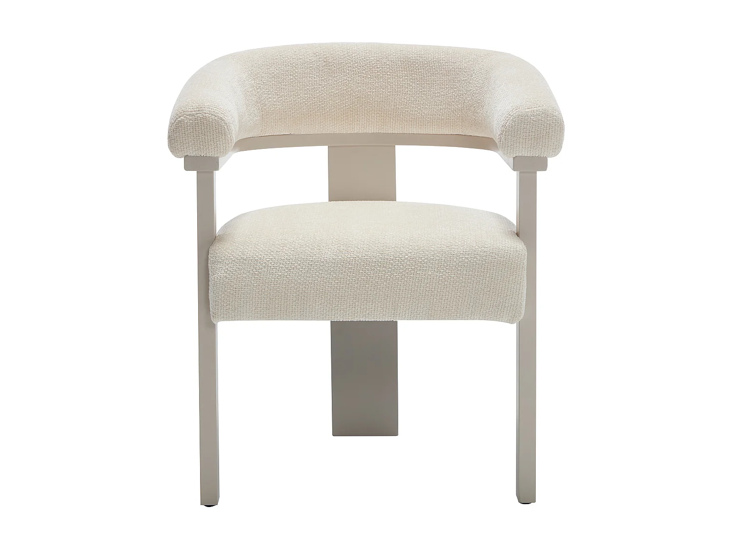 Lot de 2 chaises avec accoudoirs en tissu texturé et bois d'hévéa beige - Crème - LIVELIA de Pascal Morabito