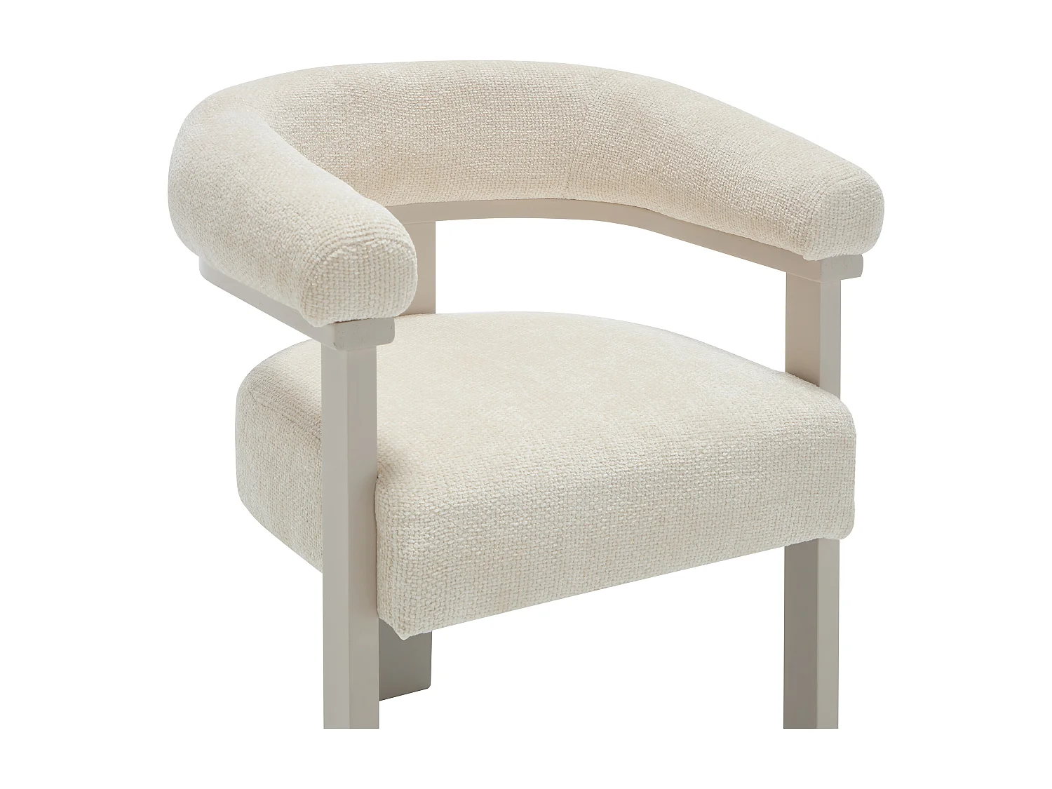 Lot de 2 chaises avec accoudoirs en tissu texturé et bois d'hévéa beige - Crème - LIVELIA de Pascal Morabito