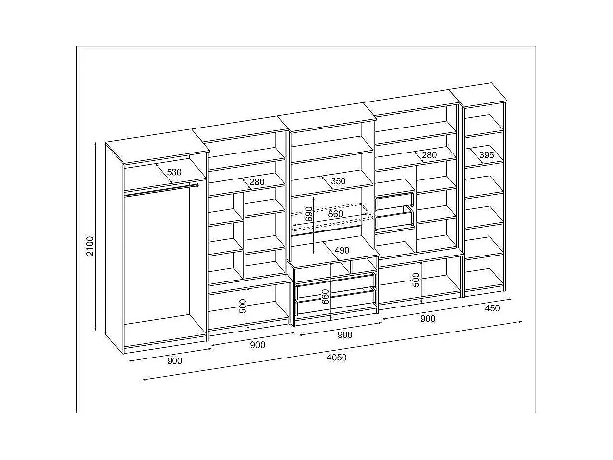 Meuble de séjour complet avec grandes armoires et rangements hauts mur de rangement Lena – Direct fabricant EMEBLAST