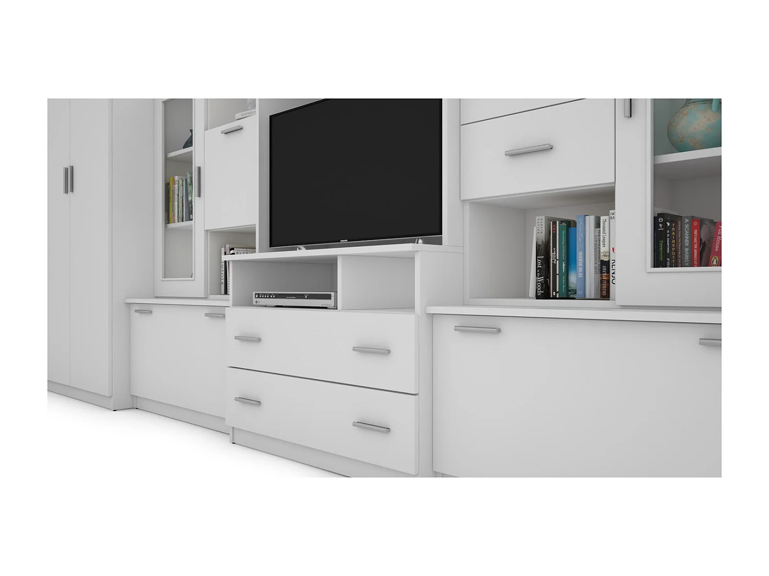 Meuble de séjour complet avec grandes armoires et rangements hauts mur de rangement Lena – Direct fabricant EMEBLAST