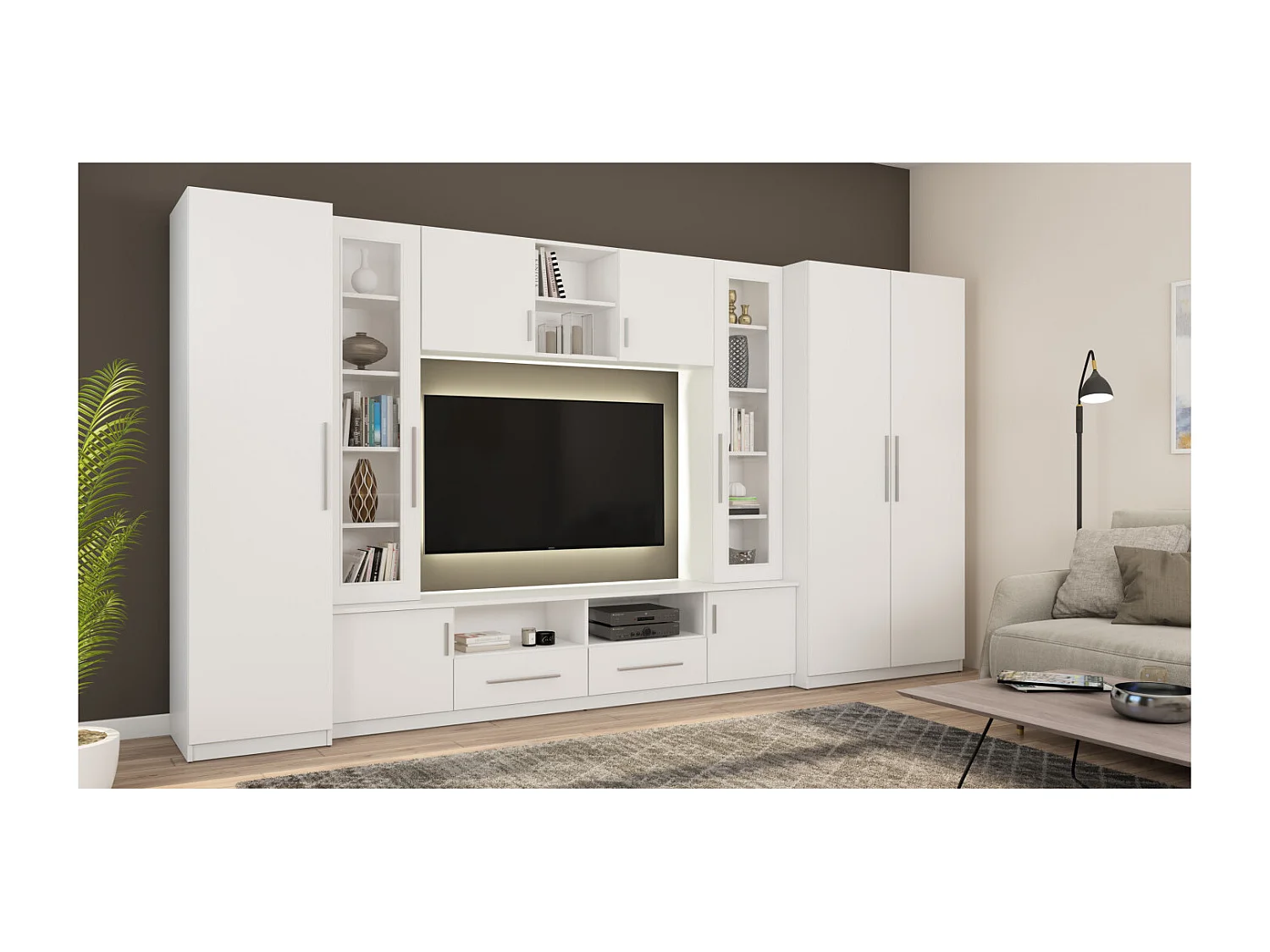 Parete attrezzata con grandi armadi e pensili NEPTUN – Direttamente dal produttore EMEBLAST