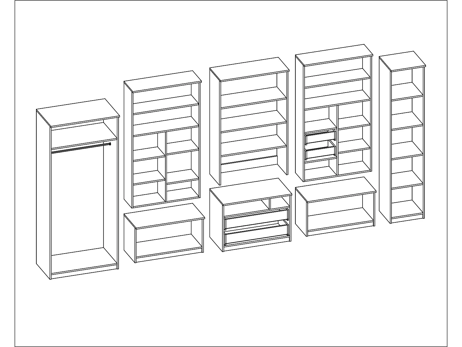 Parete attrezzata con grandi armadi e pensili LENA – Direttamente dal produttore EMEBLAST
