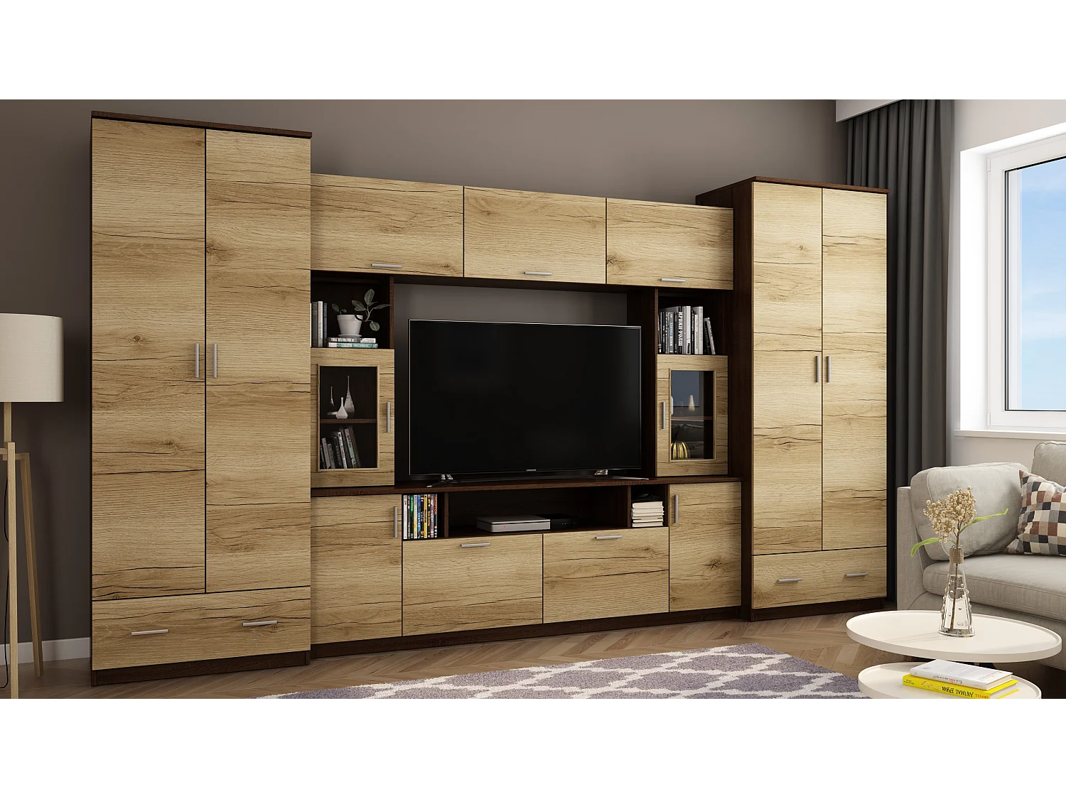 Parete attrezzata con grandi armadi e pensili – Direttamente dal produttore EMEBLAST