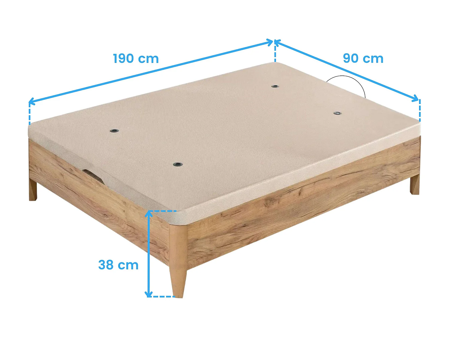 Canapé Cope madera bombines de gas tapa anti curva roble Amazonas 90x190 cm