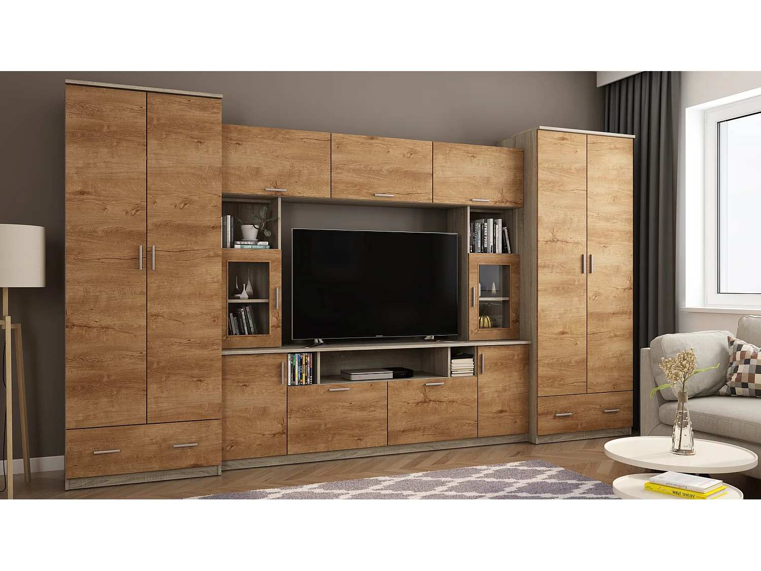 Parete attrezzata con grandi armadi e pensili – Direttamente dal produttore EMEBLAST