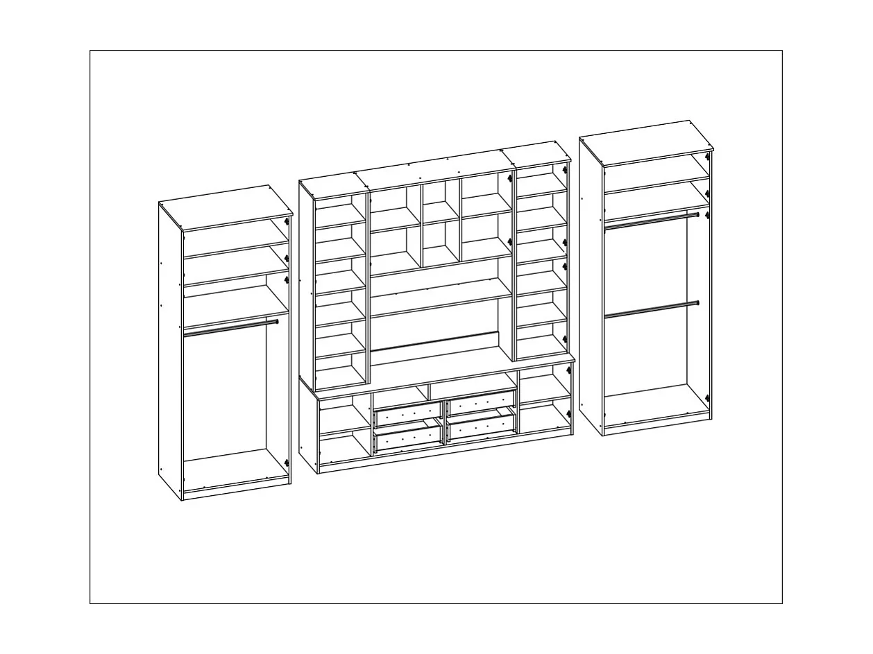 Meuble de séjour complet avec grandes armoires et rangements hauts SAWA – Direct fabricant EMEBLAST
