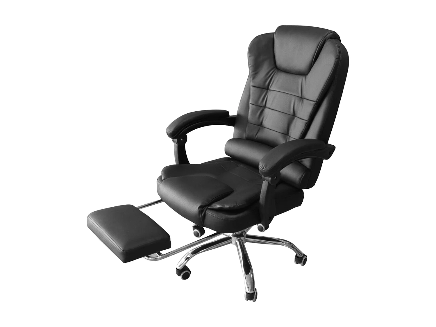 Silla de oficina con reposapiés Comde en tela metal negro 106x64x75 cm